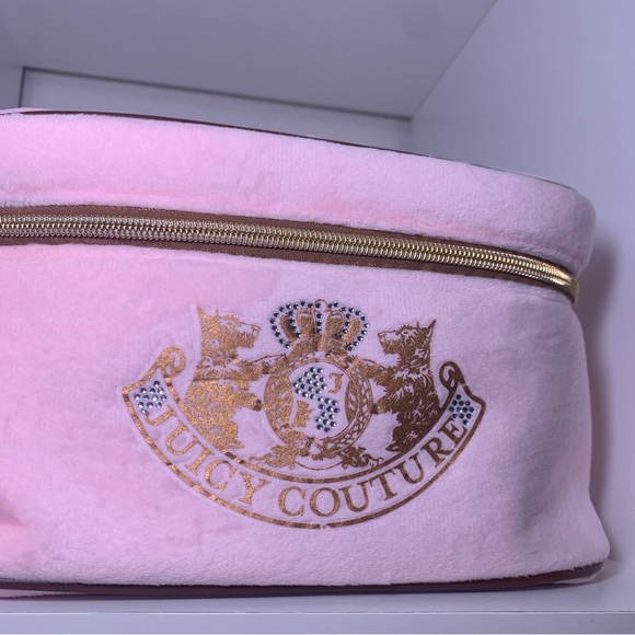 NWT Scottie Dog Juicy Couture Pink Velour Makeup Bag Cosmetic Case Travel Crown - Picture 3 of 16